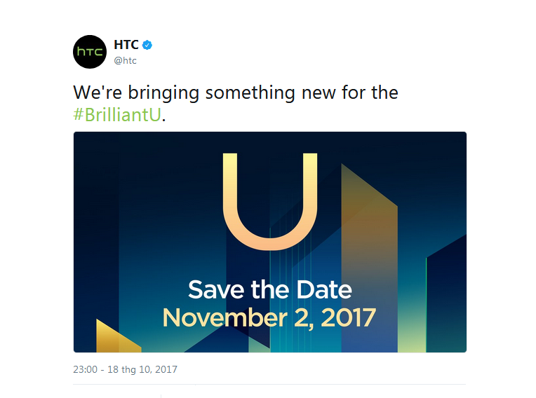 HTC xác nhận ra mắt smartphone dòng U thế hệ mới ngày 2/11