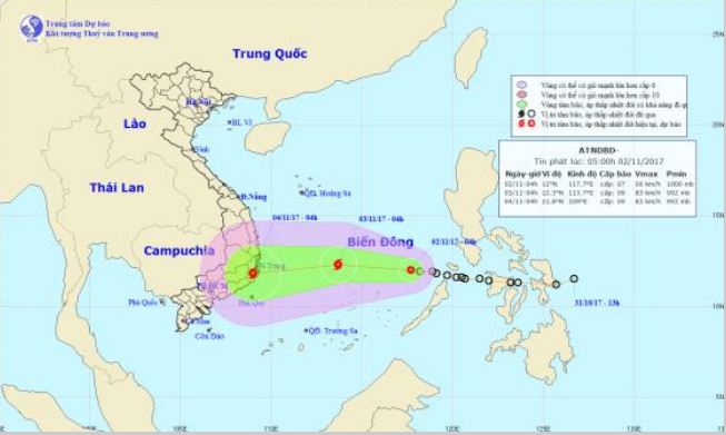 Áp thấp nhiệt đới mạnh lên thành bão số 12 trên Biển Đông