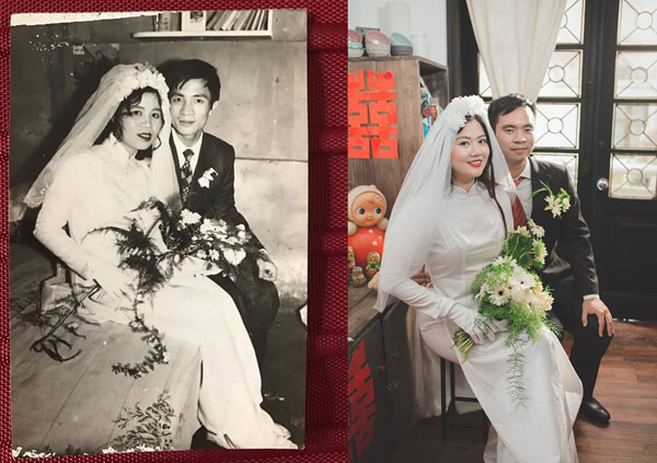Cầu kỳ bộ ảnh tái hiện đám cưới thời “bố mẹ anh” hơn 20 năm trước