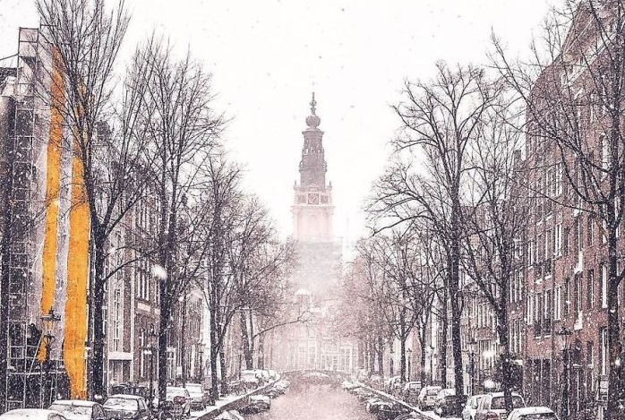 Amsterdam đẹp tựa cổ tích trong tuyết rơi