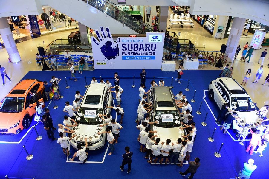 10 người Việt chiến thắng vòng loại cuộc thi đặt tay lâu nhất trên xe Subaru