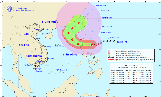 Siêu bão Yuta trên Đông Bắc Biển Đông, gió giật cấp 15