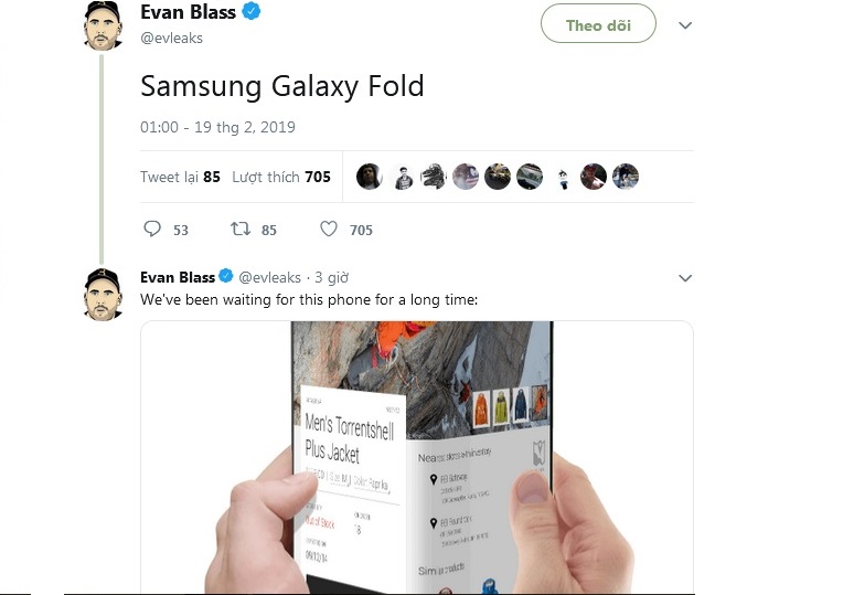 Smartphone màn hình gập đầu tiên của Samsung có tên gọi Galaxy Fold