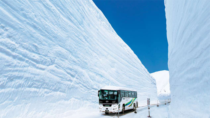 Độc đáo con đường xuyên qua lớp tuyết cao hàng chục mét tại Nhật Bản