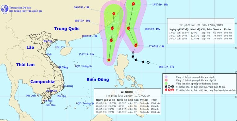 Bão và áp thấp nhiệt đới cùng đe dọa thời tiết biển Đông