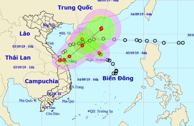 Áp thấp nhiệt đới đổ bộ vào Quảng Trị đến Thừa Thiên Huế và di chuyển dị thường