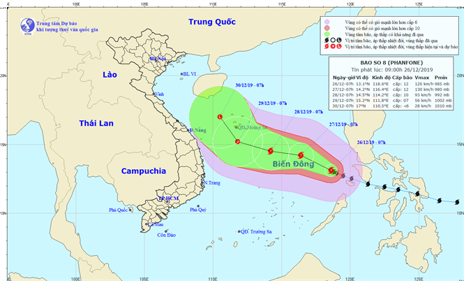 Phanfone giật cấp 14 đi vào biển Đông, trở thành cơn bão số 8